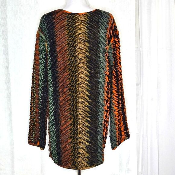 Sue Blue NY Boho Reversible Colorful Shirred Chenille Snap Front V-Neck Jacket - Picture 3 of 13